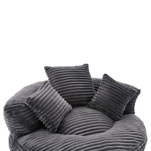 English Elm Bean Bag Sofa Oversized Corduroy Floor Lounge Chair with Armrests Pillows Foam Fill Dark Gray W395P426814