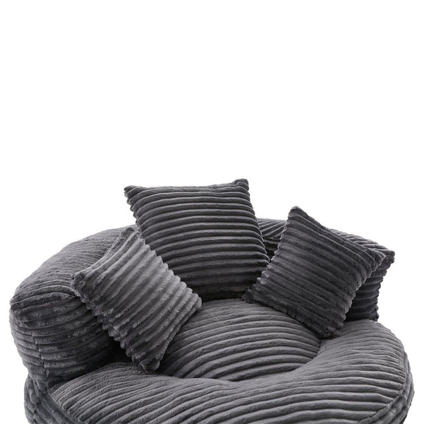 English Elm Bean Bag Sofa Oversized Corduroy Floor Lounge Chair with Armrests Pillows Foam Fill Dark Gray W395P426814