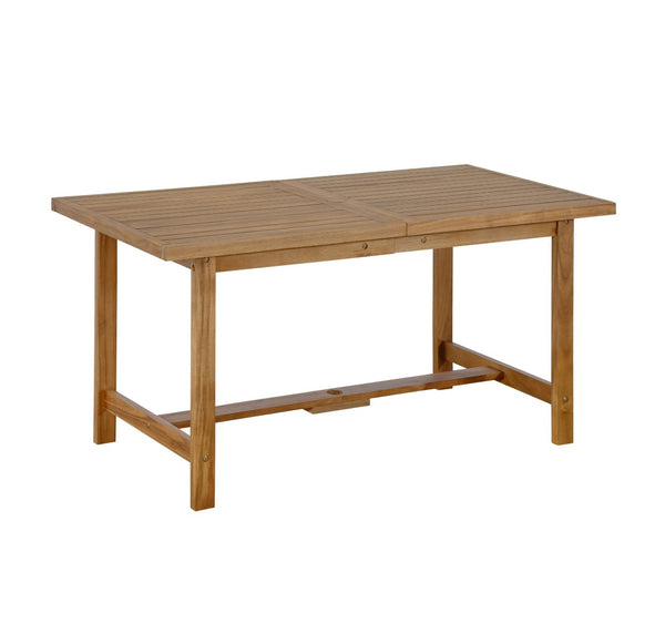 English Elm U_style Solid Acacia Wood Outdoor Dining Set Seats Four with Umbrella Hole Patio Natural WY000477AAO