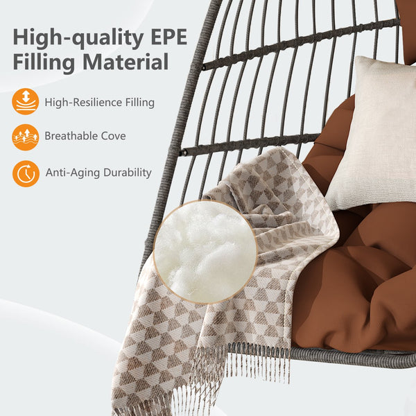 English Elm Outdoor Egg Swing Chair - Hand-Woven Rattan With Cushions, Weather-Resistant, Perfect For Relaxation! W2500P364234