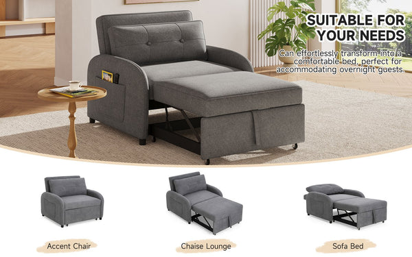 English Elm Christopher Knight Home® - (Old 3-in-1 Convertible Sleeper Sofa Bed with Pillow & Pocket, Compact Loveseat with Pull-Out Bed and Wheels Grey N765P34284849G