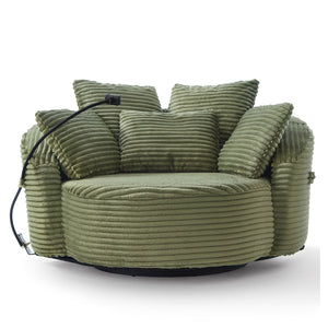English Elm Swivel Barrel Accent Chair Chenille Tufted Round Club Seat for Living Room Lounge Green N719S002320F