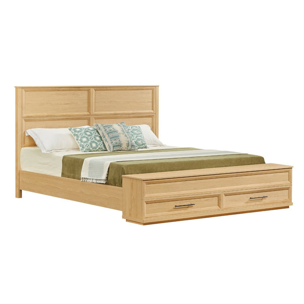 English Elm Queen Storage Bed with Geometric 3d Headboard Four Drawers and Walnut Finish W1820S00057