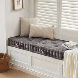 English Elm 1- Piece Tufted Chenille Floor Cushion with Scalloped Edge for Bohemian Living Spaces Charcoal B035P482971