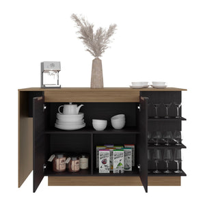 English Elm Dwight Two-tone Kitchen Bar Counter with Open Shelves and Concealed Cabinet Storage B097S00253