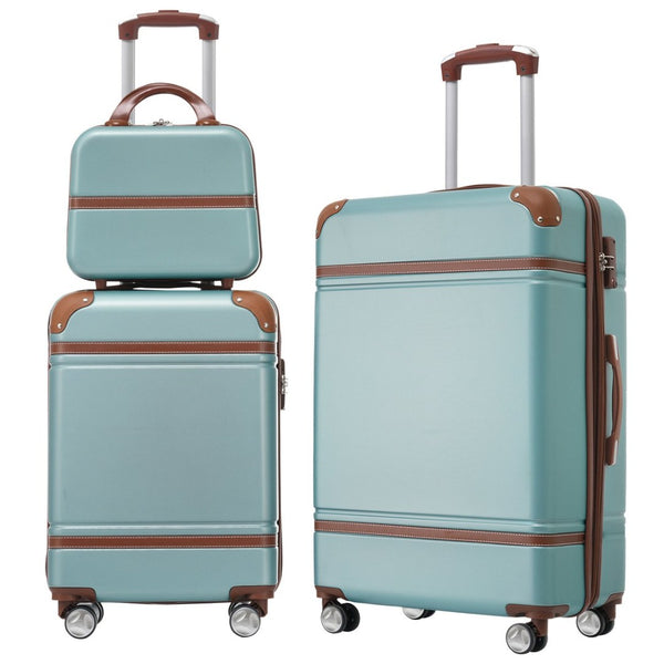 English Elm Hardshell 3 Piece Luggage Set Abs Spinner Suitcase with Tsa Lock Carry on Travel Green N732P171583M