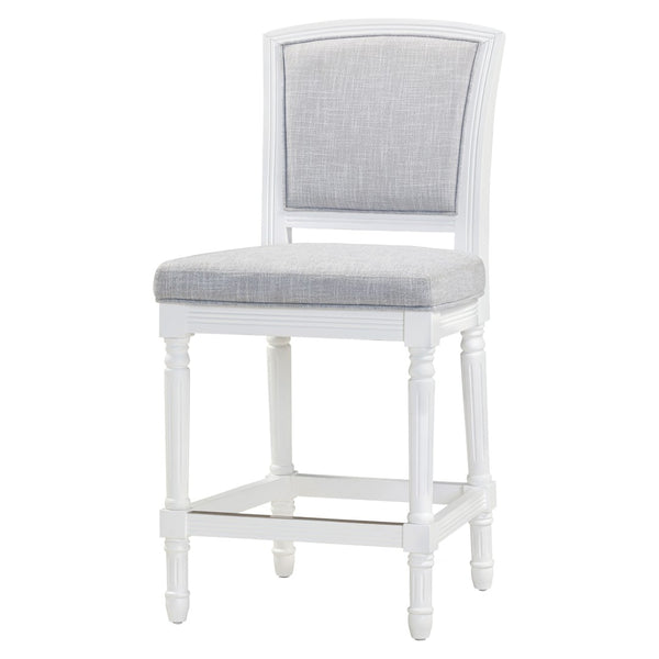 English Elm 26" Counter Stool Weathered Frame Woven Upholstery Turned Legs Kitchen Island Seating White B2751P436454