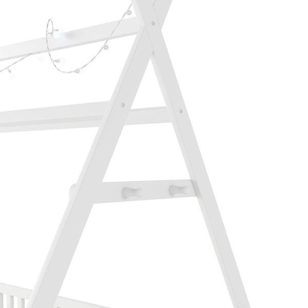 English Elm Twin Montessori Floor Bed House Frame with Led Lighting and Safety Rails for Kids White W2593P440571