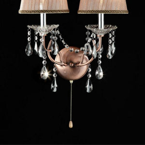 English Elm 17" Elegant Rosie Wall Sconce in Silvery Pink with Crystal Accents, Steel Body, Dual Candle Bulb Holders B072116029