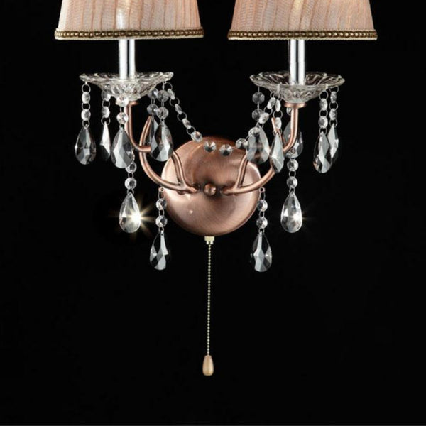 English Elm 17" Elegant Rosie Wall Sconce in Silvery Pink with Crystal Accents, Steel Body, Dual Candle Bulb Holders B072116029
