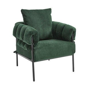 English Elm TS Modern decorative chair with plush teddy fleece upholstery and gold metal legs for luxe comfort and style Dark Green W2311P308067