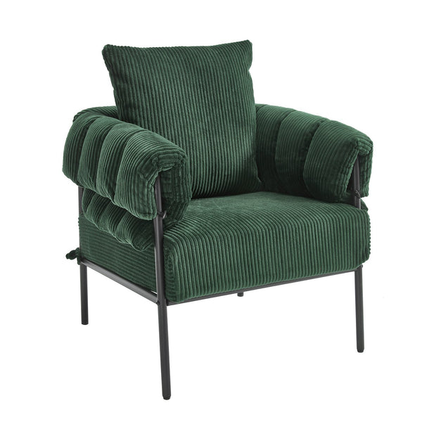 English Elm TS Modern decorative chair with plush teddy fleece upholstery and gold metal legs for luxe comfort and style Dark Green W2311P308067