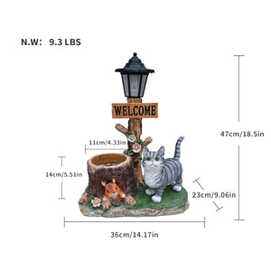 English Elm Schnauzer Solar Led Resin Planter Statue Outdoor Garden Accent for Patio Decor W5398P464238