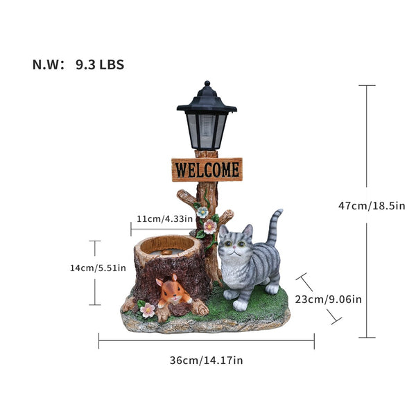 English Elm Schnauzer Solar Led Resin Planter Statue Outdoor Garden Accent for Patio Decor W5398P464238
