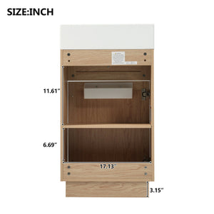 English Elm 18.5" Rustic Bathroom Vanity with Reversible Resin Sink, Wood Grain Melamine, Soft-Close Door, Adjustable Shelf N729P285512N