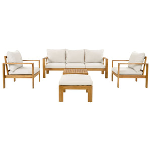 English Elm Outdoor Acacia Hardwood 5 Piece Sectional Patio Set with Water Repellent Cushions N757S554832B