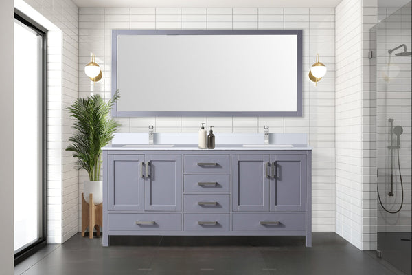 English Elm Dark Grey Double Bath Vanity 72 in W x 22 in D with Cultured Marble Top, Soft-Close Drawers & Mirror B2731S00793