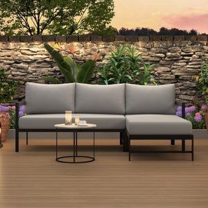 English Elm U_style Outdoor L-shaped Sectional Iron Frame Patio Sofa with Thick Foam Cushions Gray WY000480AAE