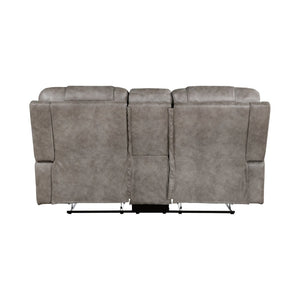 English Elm Grayish Brown Microfiber Reclining Sofa Set Three Piece Plush Living Room Suite B011S01263