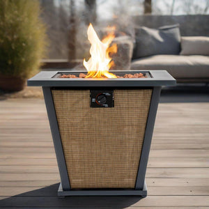 English Elm 28" Propane Gas Fire Pit Table - 50,000 Btu Steel Outdoor Heater For Patios & Courtyards, Brown W853P293849