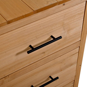 English Elm (with Hutch) Topamx Solid Fir Potting Bench Patio Workstation Spice Rack Drawer Natural Wood N717P404331A