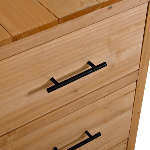 English Elm (with Hutch) Topamx Solid Fir Potting Bench Patio Workstation Spice Rack Drawer Natural Wood N717P404331A