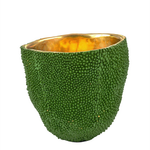 Jackfruit Decorative Vase Set of 3 – Unique Green Bronze Vessels with Gold Interior for Home Decor