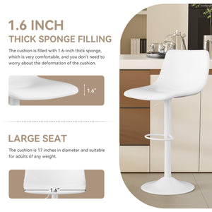 English Elm Bar Stools Set Of 2 - Modern Pu Leather Adjustable Swivel Counter Height Stools For Stylish Spaces T3950P399120