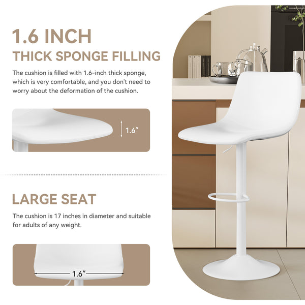 English Elm Bar Stools Set Of 2 - Modern Pu Leather Adjustable Swivel Counter Height Stools For Stylish Spaces T3950P399120