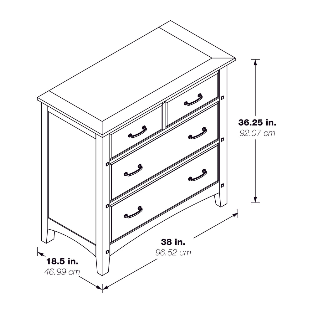 OSP Home Furnishings Modern Mission 3 Drawer Chest Vintage Oak