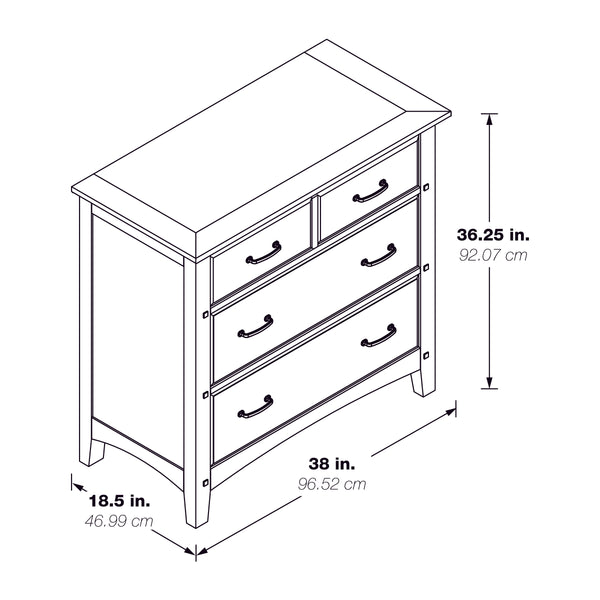 OSP Home Furnishings Modern Mission 3 Drawer Chest Vintage Oak