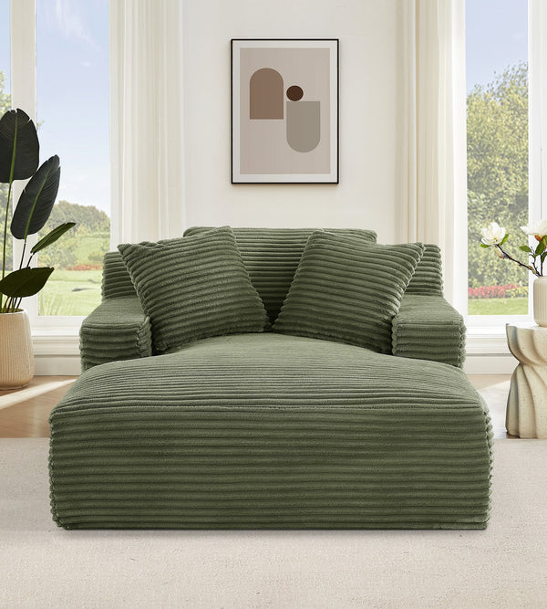 English Elm Cloudline Oversized Chaise Lounge Chair with Soft Corduroy Full Foam Cushioning, No Assembly Required Green B2735P271451