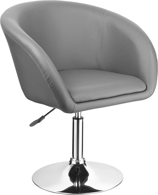 English Elm Adjustable Faux Leather Swivel Barrel Chair with Chrome Base — Modern Upholstered Counter Seat, Ergonomic Comfort & Height Range Gray+Silver 27 L x 25 W x 17 H B011P356304