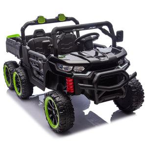 English Elm 24v Two Seat Kids Electric Dump Truck Six Wheel 4wd Utv with Parental Remote Black W1578P268991