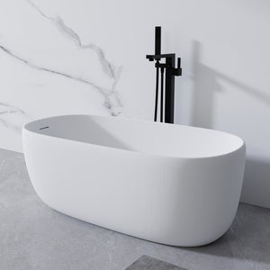 English Elm 51'' Stone Resin Freestanding Soaking Tub Matte White Spa Bath with Drain W2753P191225