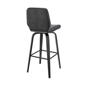 English Elm Quorin 30" Swivel Bar Stool In Gray Faux Leather With Black Wood Legs – Modern Comfort & Style Upgrade B2736P268621-GIGA