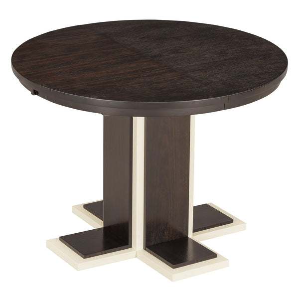 English Elm TREXM Retro Extendable Oval Dining Table with 16" Leaf, Double-Layer Pedestal, Durable Wood Finish Espresso XW000002AAP
