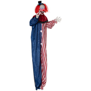 English Elm Homcom 6' Life-Size Scary Hanging Clown Prop With Light-Up Eyes & Creepy Sound For Halloween Fun W2225P229450