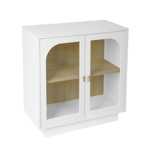 English Elm Storage Cabinet Sleek Acrylic Door with Gold Handle, Non-Slip Feet, Anti-Tip Locks, Compact Dimensions White W688127147