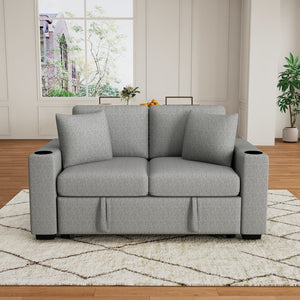 English Elm 101.2" Modular Chenille Sectional Sofa with Tufted Cushions and Deep Seating for Living Room Gray N719S001935E