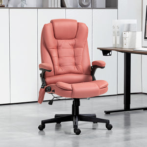English Elm HOMCOM Executive Massage Office Chair with 6-Point Vibration, Lumbar Heat, Recline & Remote Control Red W2225P229772