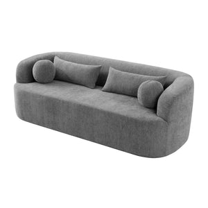English Elm [new]86" Chenille Cloud Sofa Curved Legless 3-seater with Pocket Springs for Living Room Gray N723P404465E