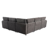 English Elm [ Video Provided] Modern Large U-Shape Sectional Sofa, With Removable Ottomans For Living Room (6-Seater)