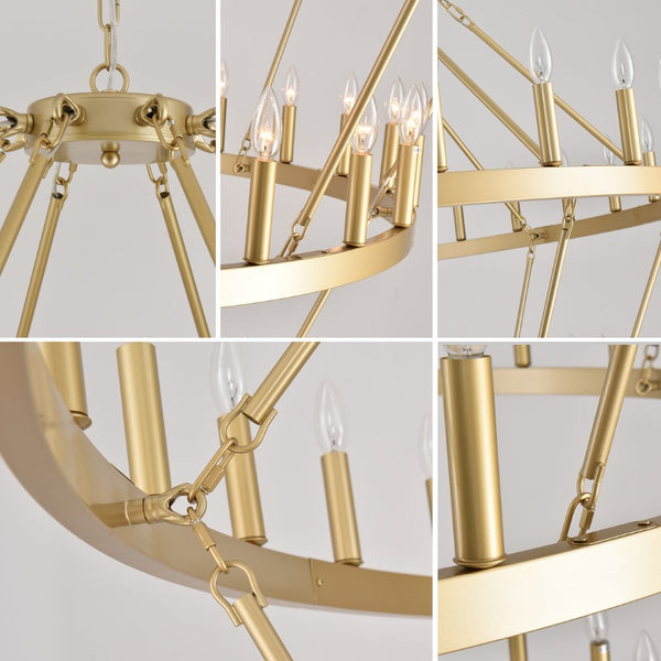 English Elm 69.3 Inch Four Tier Wagon Wheel Chandelier Matte Black Metal 80 Light Farmhouse Foyer W5008P392691