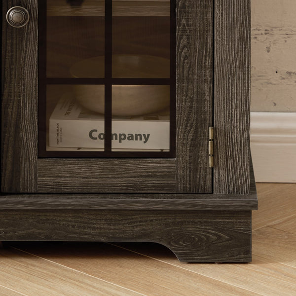 English Elm 58" Modern TV Stand with 18" Electric Fireplace, Faux Stone Mantel, Ample Storage & Cable Management for Living Room Comfort and Style Grey W2275S00027