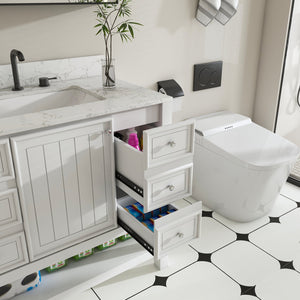 English Elm Modern 37" Bathroom Vanity With Elegant Carrara Marble Top, Storage Solutions & Quiet Operation W509S00137