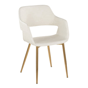 English Elm Margarite Modern Glam Dining Chairs Set Of 2 In Cream Faux Leather & Gold Metal For Elegant Spaces B202S01275