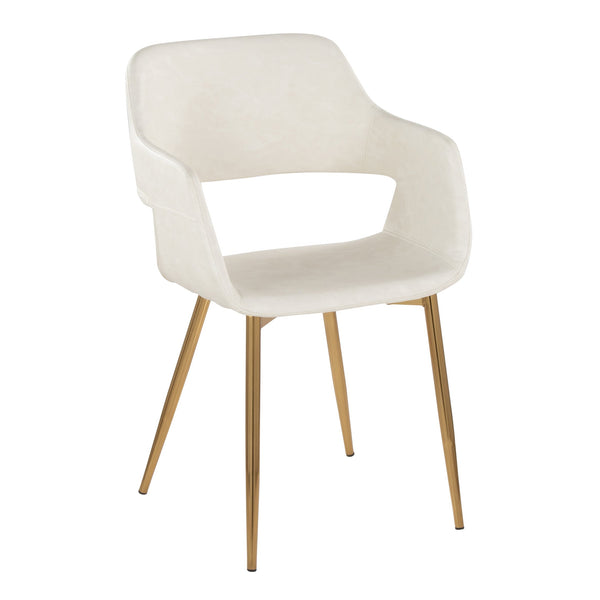 English Elm Margarite Modern Glam Dining Chairs Set Of 2 In Cream Faux Leather & Gold Metal For Elegant Spaces B202S01275