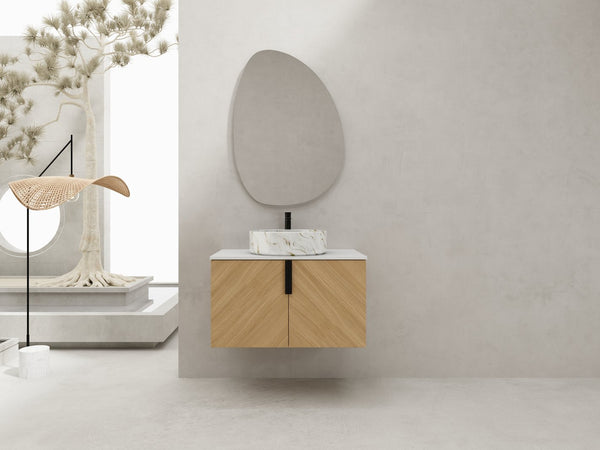 English Elm 30" Stylish Wall-Mounted Bathroom Vanity With Ceramic Sink, Soft-Close Doors & Modern Design W999S00445