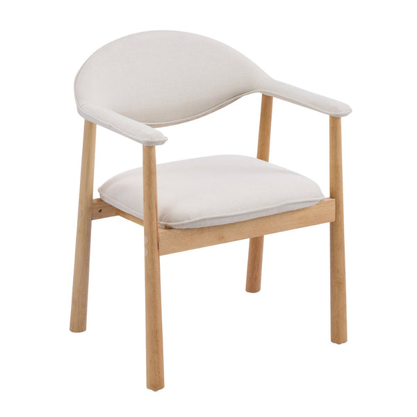 English Elm Modern Rubberwood Dining Chair Set Sculptural Curved Back Upholstered Seat Walnut Frame Beige,Natural N768P391165N